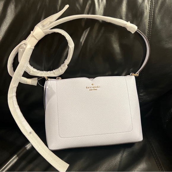 NWT ♠️kate spade♠️ Harlow Crossbody Pebbled Leather Bag Taro White NEW